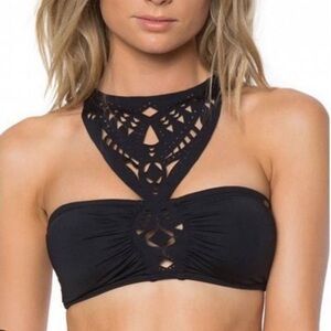 O’Neill by Cynthia Vincent Miah Black Halter Bikini Top Size Small